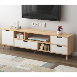 Mẫu kệ tivi đẹp nhiều ngăn để sàn có chân gỗ hiện đại TKTV23