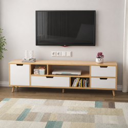Mẫu kệ tivi đẹp nhiều ngăn để sàn có chân gỗ hiện đại TKTV23