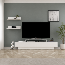 Kệ tivi gỗ cánh lật kết hợp kệ treo trang trí đơn giản đẹp TKTV24