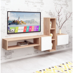 Kệ tivi gỗ treo tường nhiều ngăn có cánh đẹp TKTV27