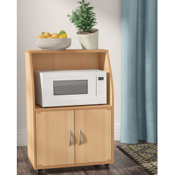 Tủ bếp để lò vi sóng bằng gỗ có bánh xe di chuyển nhỏ gọn giá rẻ TUBEP19