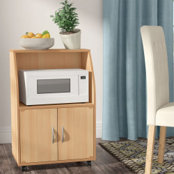 Tủ bếp để lò vi sóng bằng gỗ có bánh xe di chuyển nhỏ gọn giá rẻ TUBEP19