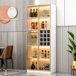Tủ Rượu Gỗ MDF Cánh Nhôm Kính Có Đèn LED KR01