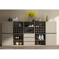 Mẫu tủ rượu phòng khách hiện đại bằng gỗ nhiều ngăn KR09