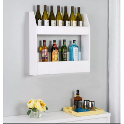 Kệ rượu 2 tầng treo tường đơn giản bằng gỗ công nghiệp giá rẻ KR13