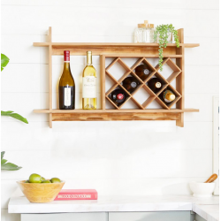 Kệ rượu bằng gỗ công nghiệp treo tường trang trí đẹp mini KR14