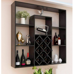 Kệ gỗ công nghiệp để rượu vang treo tường phòng khách đẹp KR16