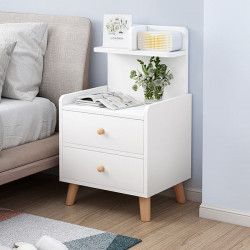 Hộc tủ kệ đầu giường chân gỗ có 2 ngăn kéo trang trí đẹp TAP09