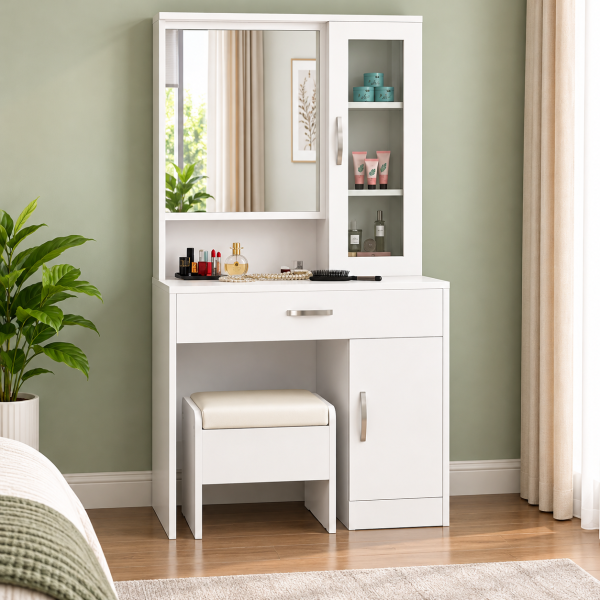 Bàn phấn trang điểm gỗ công nghiệp đẹp thông minh BTĐ03