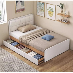 Giường ngủ gỗ công nghiệp nhiều ngăn kéo có đệm đầu giường hiện đại GCN05