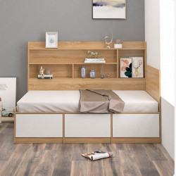 Giường ngủ gỗ thông minh liền giá kệ trưng bày GCN07