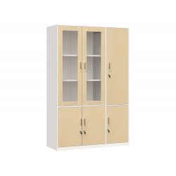 Tủ tài liệu TU09K5GM The One khung sắt sơn trắng cánh kính gỗ mở có suốt treo áo