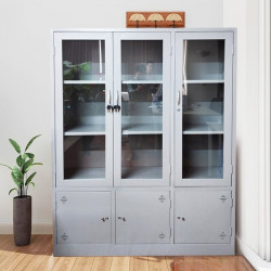 Tủ sắt văn phòng TU09K7CKSL 3 cánh kính hàn liền nguyên chiếc giá rẻ