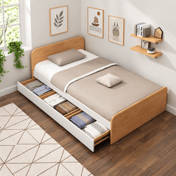 Giường ngủ gỗ MDF GCN09 có 3 ngăn kéo hiện đại