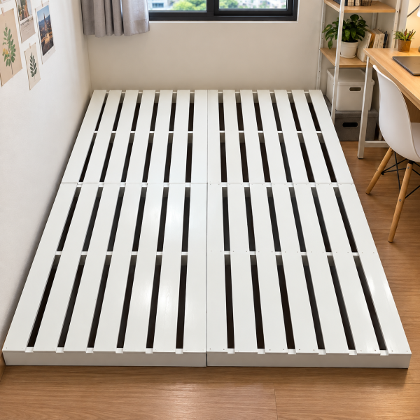 Giường pallet gỗ tự nhiên ghép tấm sơn PU cao 10cm đẹp giá rẻ GPL01