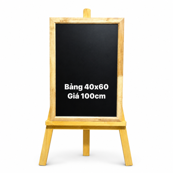 Bảng menu mặt đen khung gỗ BMN02 viết phấn, bút huỳnh quang trang trí quán ăn, cafe
