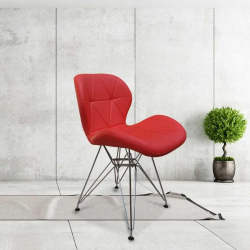 Ghế cafe Eames đệm bọc da tam giác chân mạ giá rẻ GCF03M