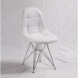Ghế cafe Eames đệm da bọc cúc chân mạ giá rẻ GCF04M
