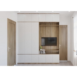 Tủ quần áo gỗ công nghiệp kèm kệ ti vi đẹp hiện đại TQA03