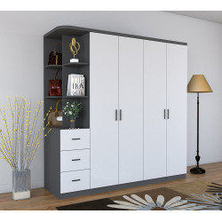 Tủ quần áo gỗ MDF 4 cánh mở kết hợp kệ góc trang trí TQA13