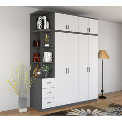 Tủ quần áo gỗ cánh mở trồng tầng có kệ góc hiện đại đẹp TQA14