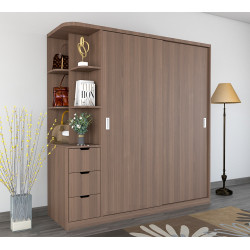 Tủ quần áo gỗ cánh lùa có kệ góc trang trí đẹp TQA15