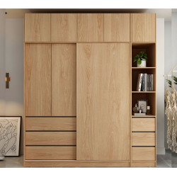 Tủ quần áo gỗ MDF cánh lùa trồng tầng có kệ góc để đồ hiện đại TQA18