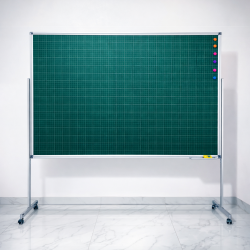 Bảng từ xanh có chân di động kẻ ô ly 2x2 viết phấn giá rẻ cho lớp học