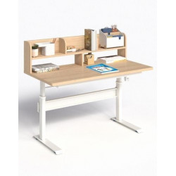 Bàn học sinh nâng hạ khung thép gỗ MFC có giá sách NT190 BHS262B