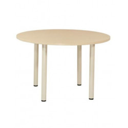 Bàn họp làm việc tròn chân sắt trụ mặt gỗ đường kính 1m NT190 BH10CT