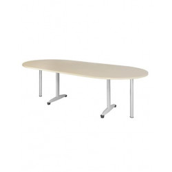 Bàn họp Oval chân sắt mặt gỗ 2.4m NT190 BH24-CS