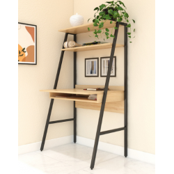 Bàn học làm việc chân sắt mặt gỗ có giá sách NT190 BGK03-85
