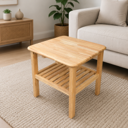 Bàn sofa 2 tầng gỗ tự nhiên BSF07 vuông 50cm