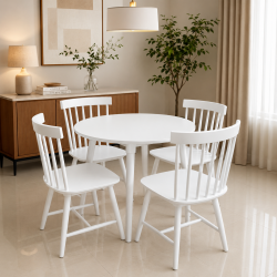 Bàn ăn tròn D80 gỗ tự nhiên, bàn cafe chân tròn BA10