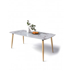 Bàn ăn chân gỗ cao su mặt đá ceramic NT190 BA03-D