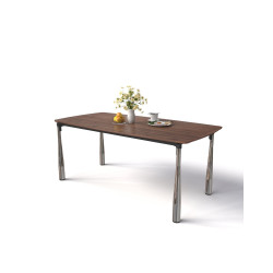 Bàn ăn chân sắt mạ giả inox, mặt gỗ plywood phủ melamine NT190 BA06-P18