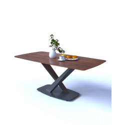 Bàn ăn chân đế thép tấm, mặt gỗ plywood phủ melamine NT190 BA08-P18