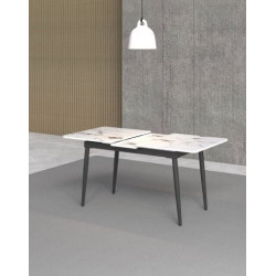 Bàn ăn chân sắt, mặt đá ceramic điều chỉnh kích thước NT190 BA11