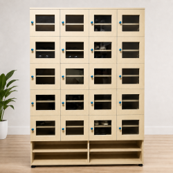 Tủ giày gỗ MDF 20 ngăn cánh kính cho văn phòng giá xưởng TJ-20KSL