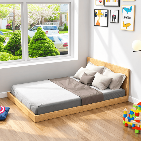 Giường ngủ bệt hiện đại gỗ MDF cao 12cm GCN11