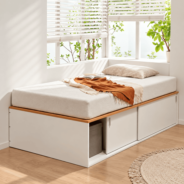 Giường ngủ hộp gỗ MDF đa năng cửa lùa cánh lật để đồ GCN29